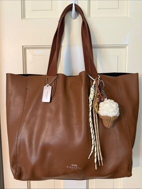 COACH Leather Derby Tote with Tassel & Charm